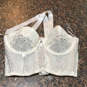 NWOT White Lace Rhinestone Bustier Top
